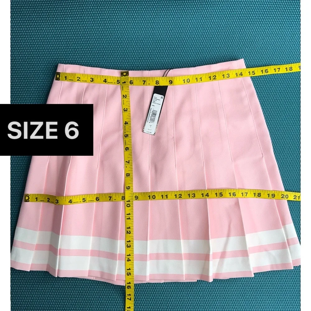 Alice + Olivia Carter Pink Pleated Varsity Striped Mini Skirt